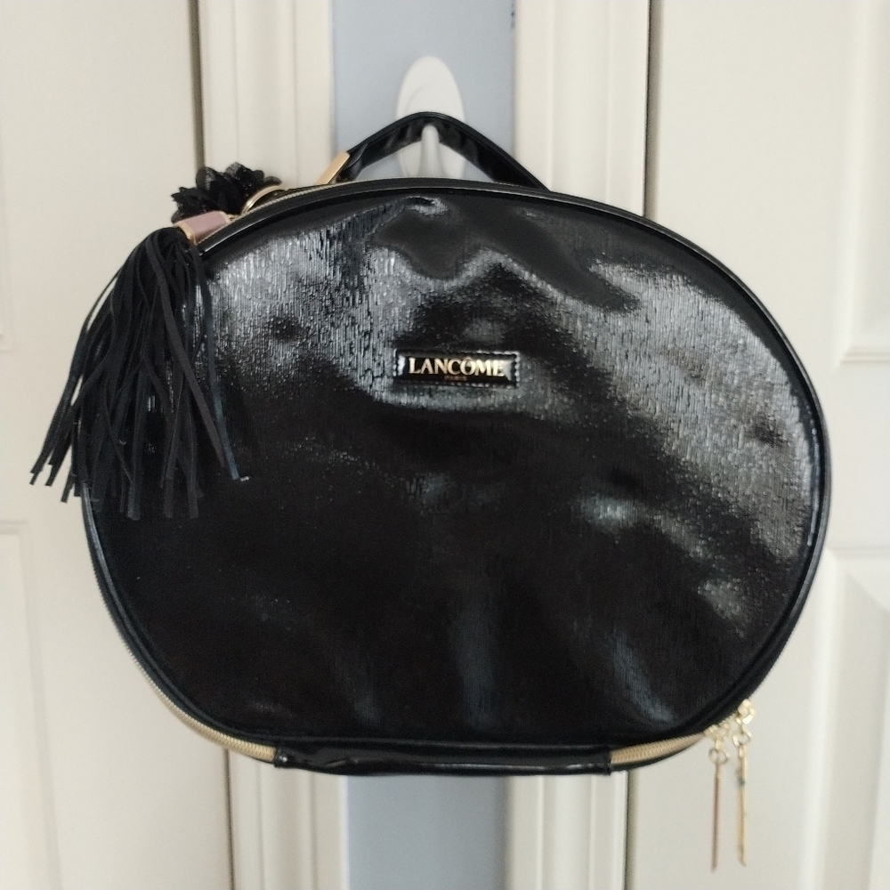 Lancome Faux Black Leather Train Make-up Travel Case - Picture 11 of 12